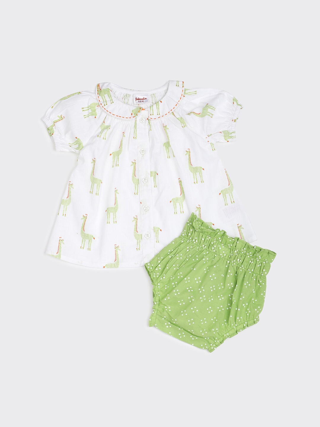 

Fabindia Girls Green & Pink Printed Pure Cotton Kurta Set