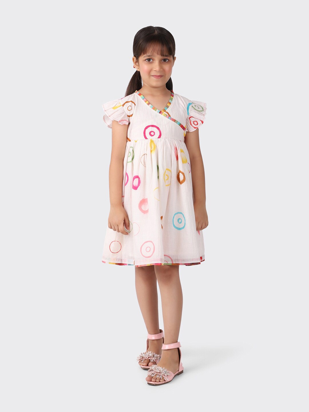 

Fabindia Girls Pink Printed Dress