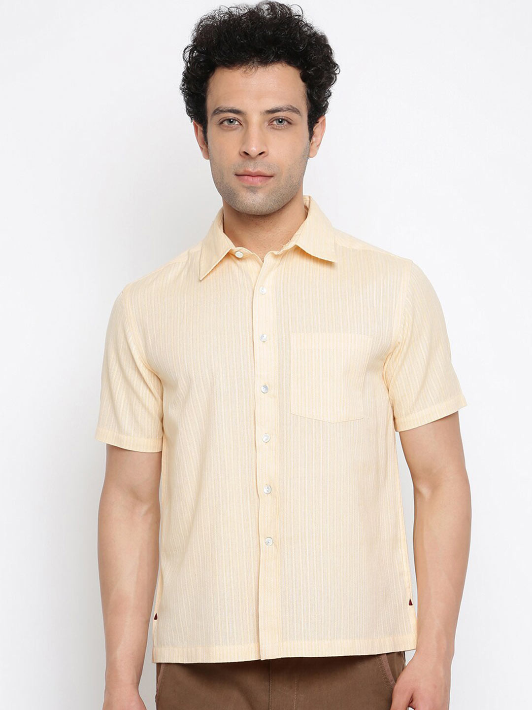

Fabindia Men Yellow Striped Casual Shirt