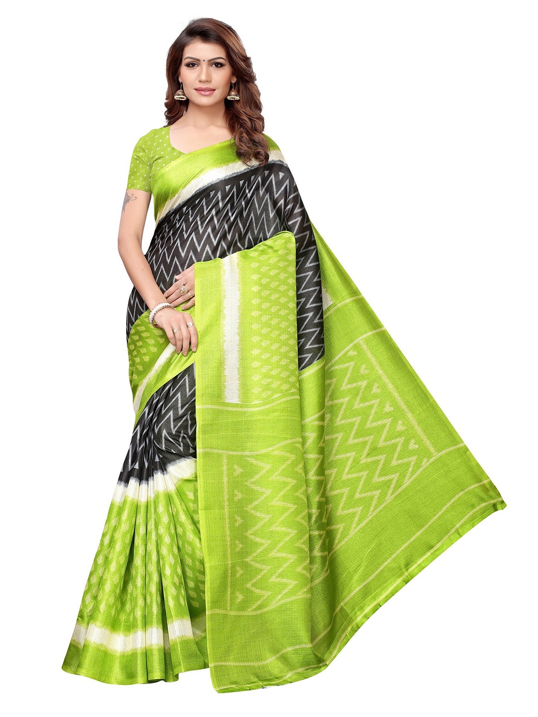 

Yashika Green & Black Art Silk Saree