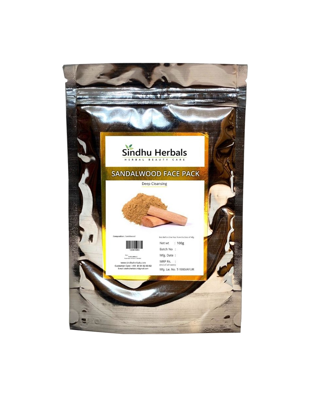 

Sindhu Herbals Sandalwood Face Pack - 100g, Silver