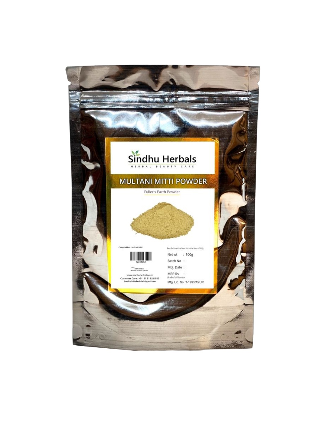 

Sindhu Herbals Multani Mitti Powder - 100g, Silver