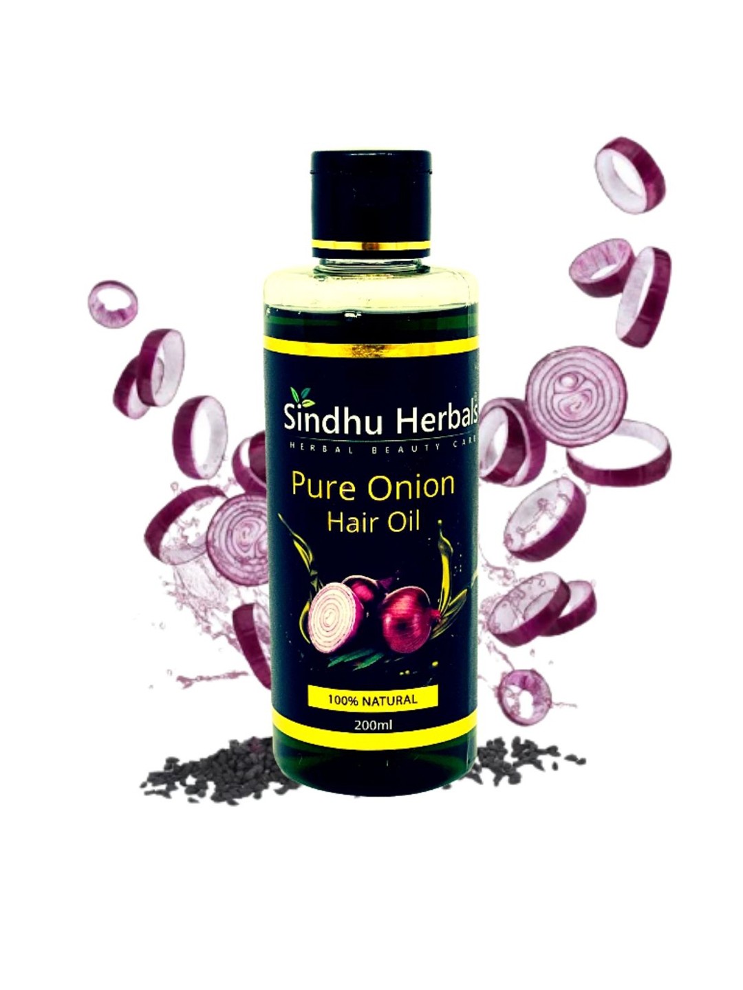 

Sindhu Herbals Pure Onion Hair Oil for Hair Regrowth - 200ml, Black
