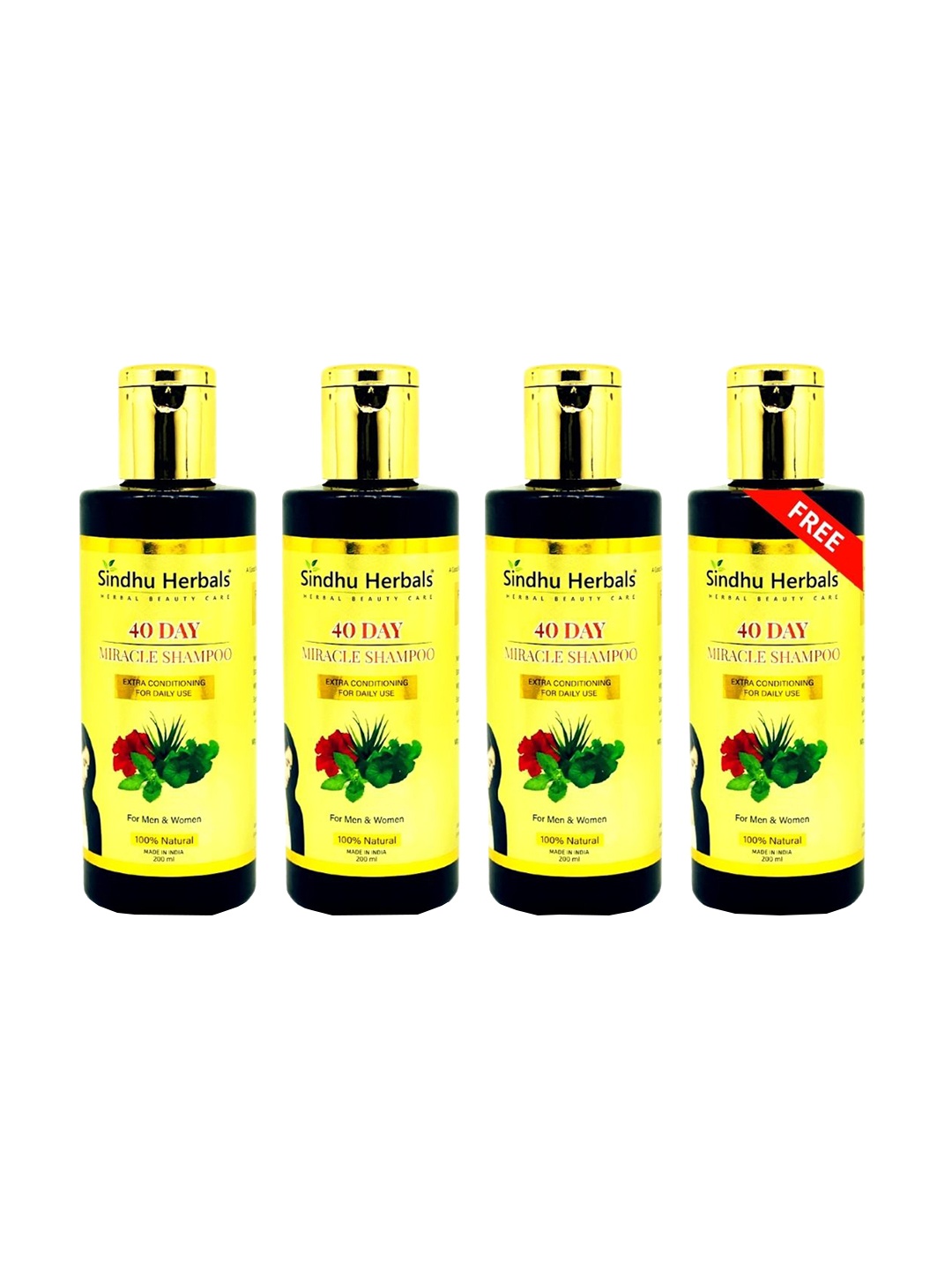 

Sindhu Herbals Buy 3 40-Day Miracle Shampoos and Get 1 Shampoo Free, Yellow