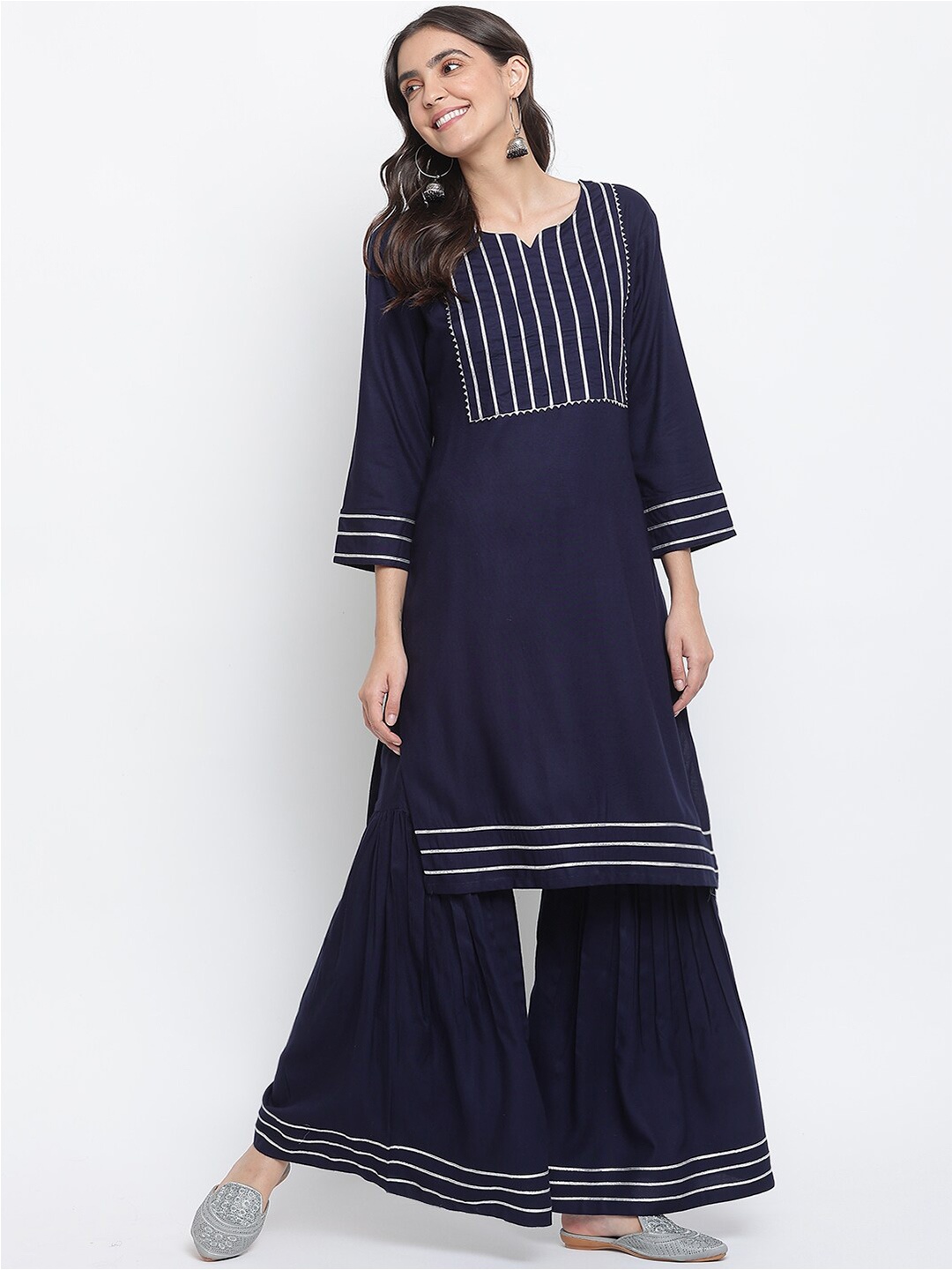 

Lagashi Women Navy Blue Palazzos