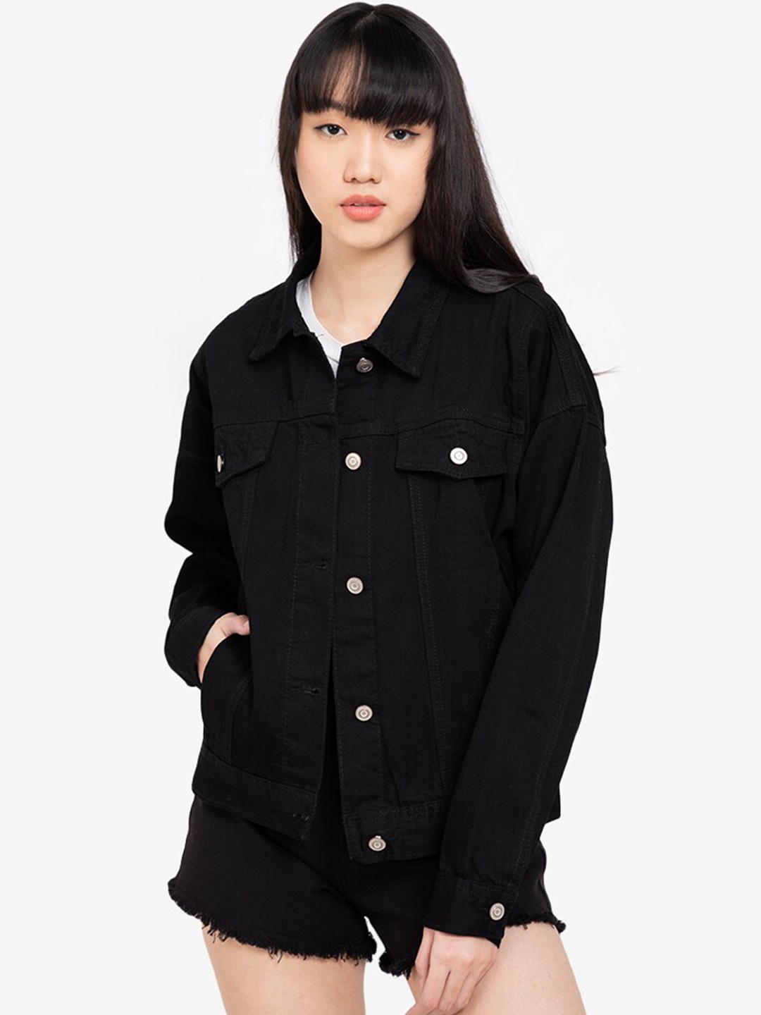 

ZALORA BASICS Women Black Denim Jacket
