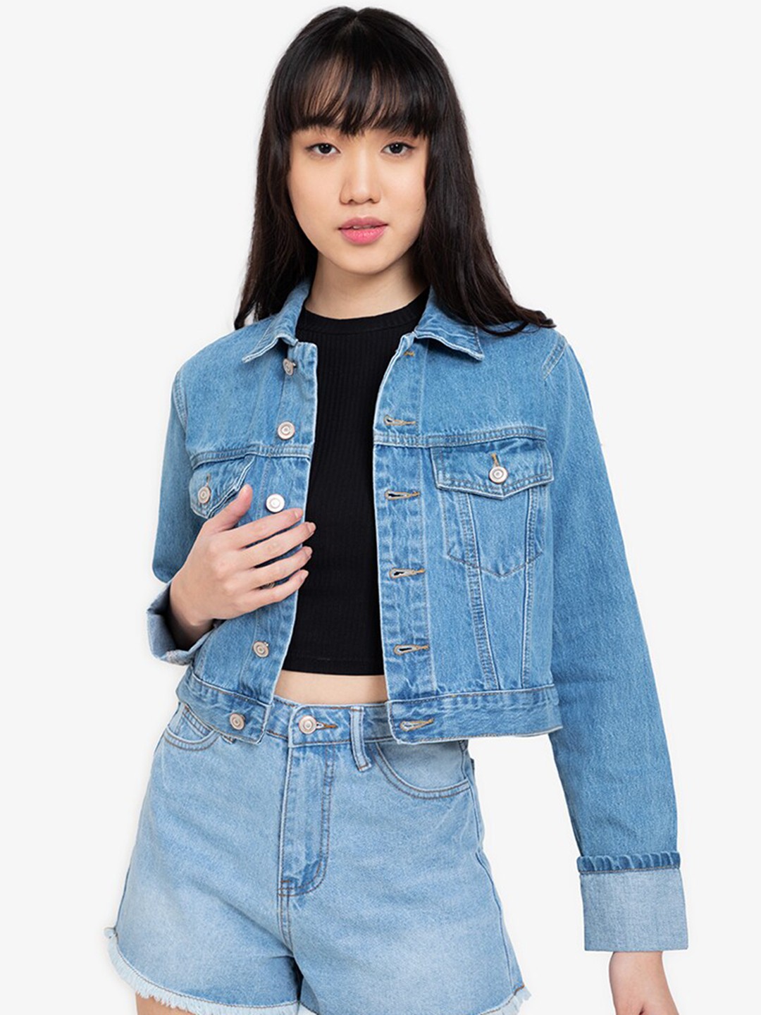 

ZALORA BASICS Women Blue Denim Jacket