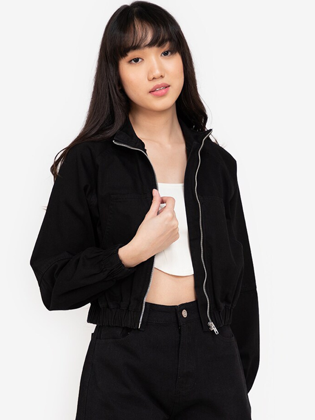 

ZALORA BASICS Women Black Bomber Jacket