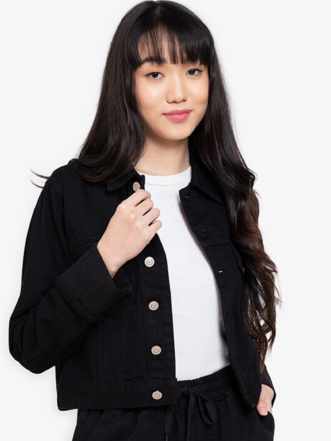 

ZALORA BASICS Women Black Open Front Jacket