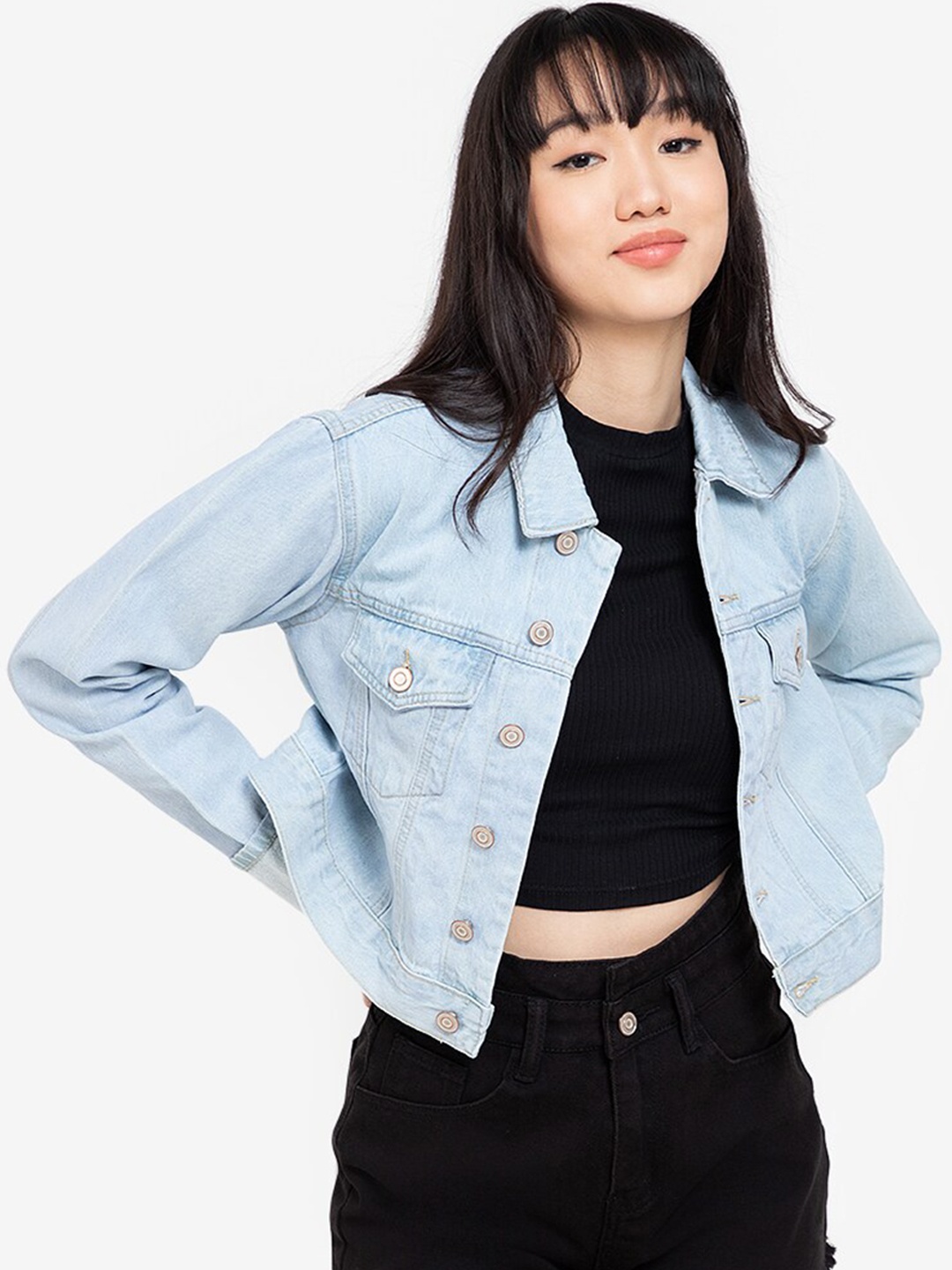 

ZALORA BASICS Women Blue Denim Jacket