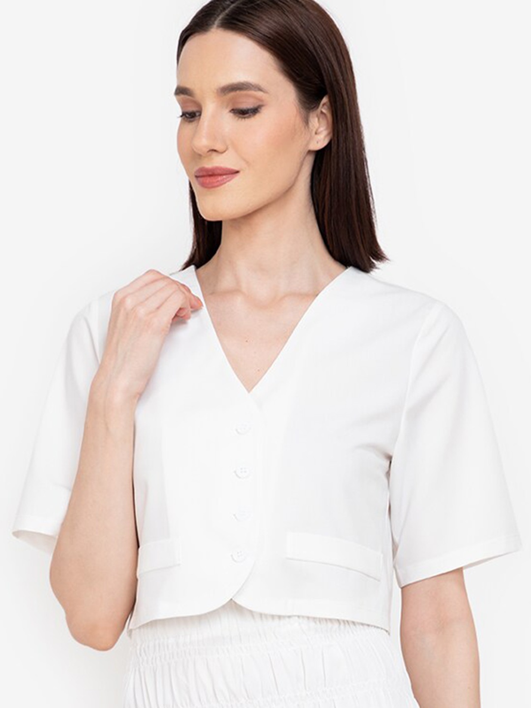 

ZALORA WORK Women White Tailored Crop Jacket