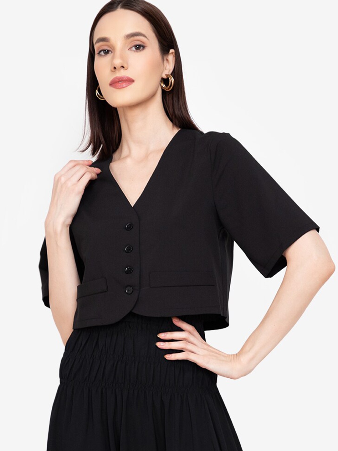 

ZALORA WORK Women Black Crop Tailored Jacket