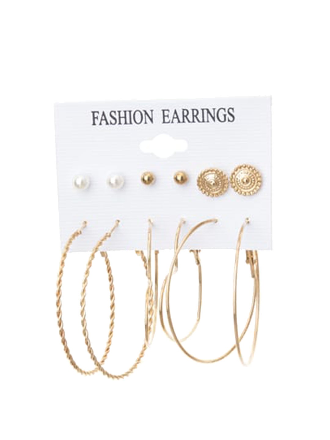 

ANNA CREATIONS Set of 6 Gold-Plated Contemporary Hoop Earrings