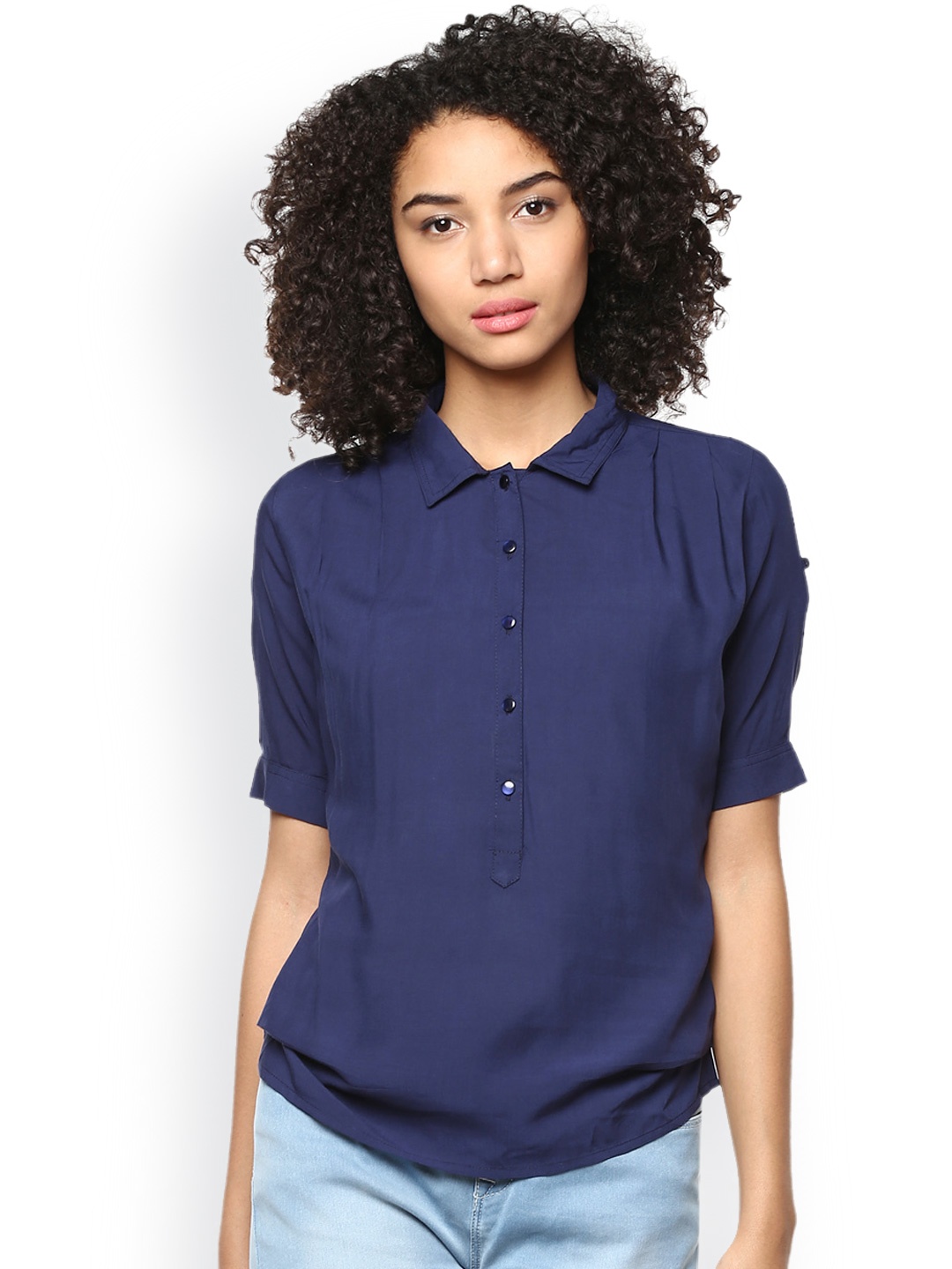 

Harpa Navy Shirt-Style Top, Navy blue