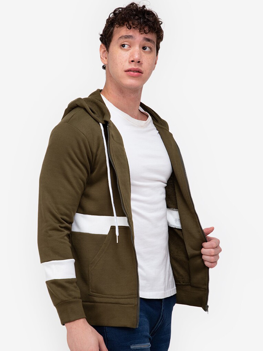 

ZALORA BASICS Men Olive Green Hooded Sweatshirt