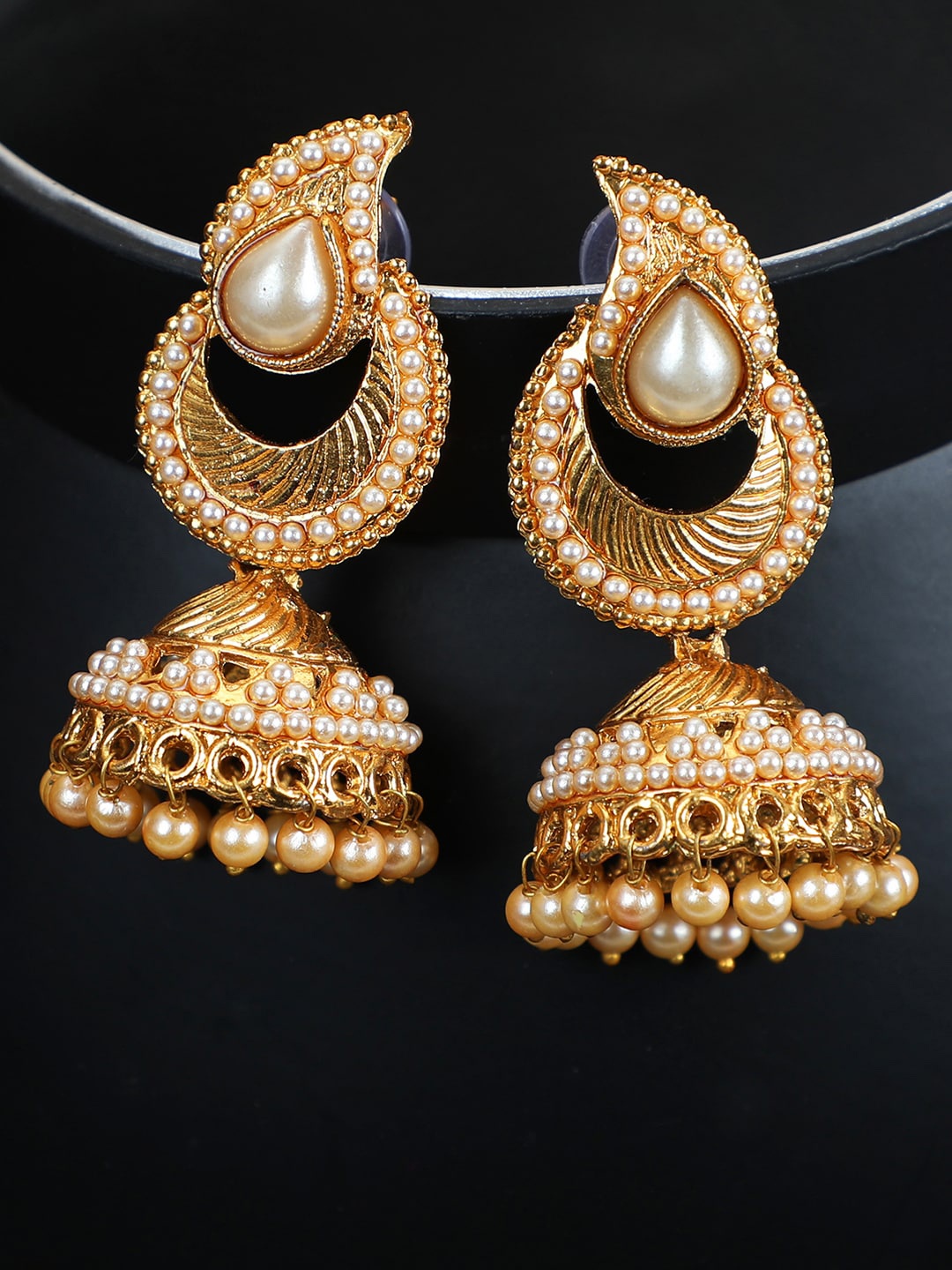 

ANIKAS CREATION Gold Plated Contemporary Jhumkas Earrings