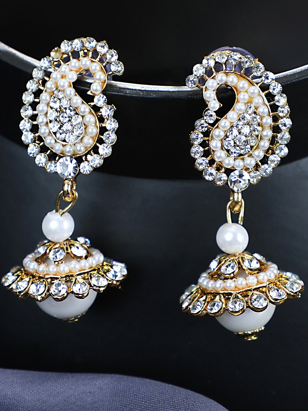 

ANIKAS CREATION Gold-Plated Contemporary Jhumkas Earrings