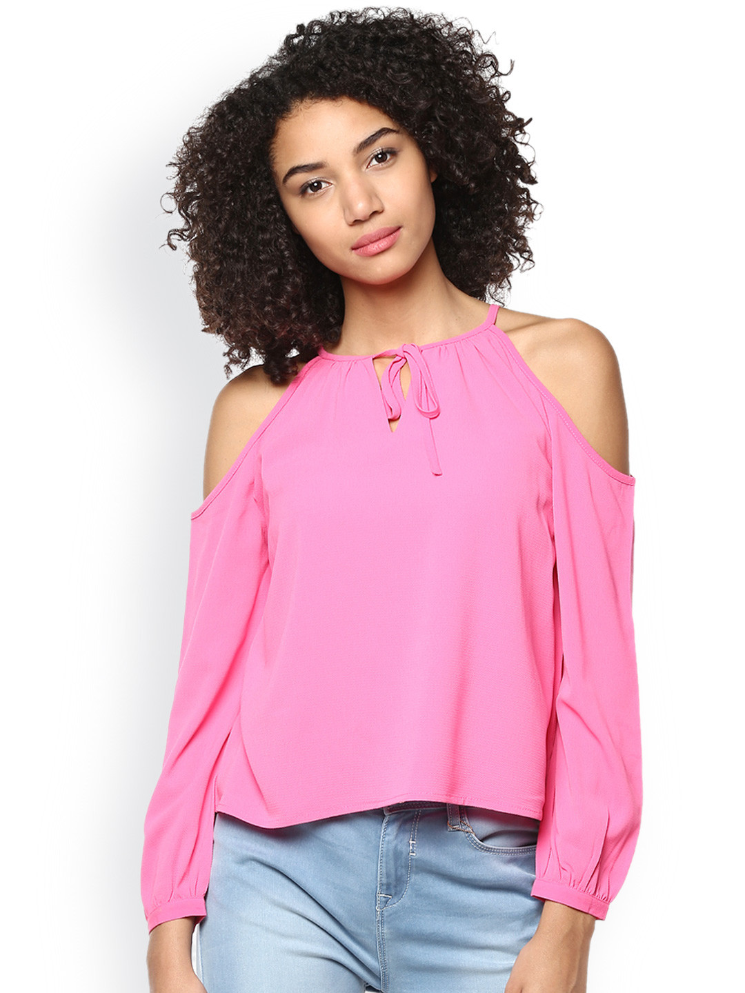

Harpa Pink Cold-Shoulder Top