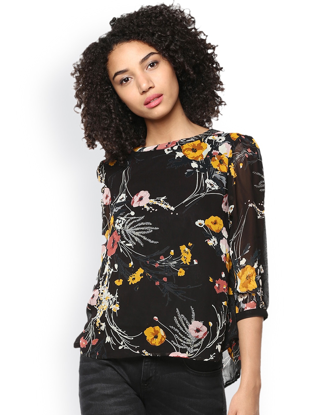 

Harpa Black Floral Print Top
