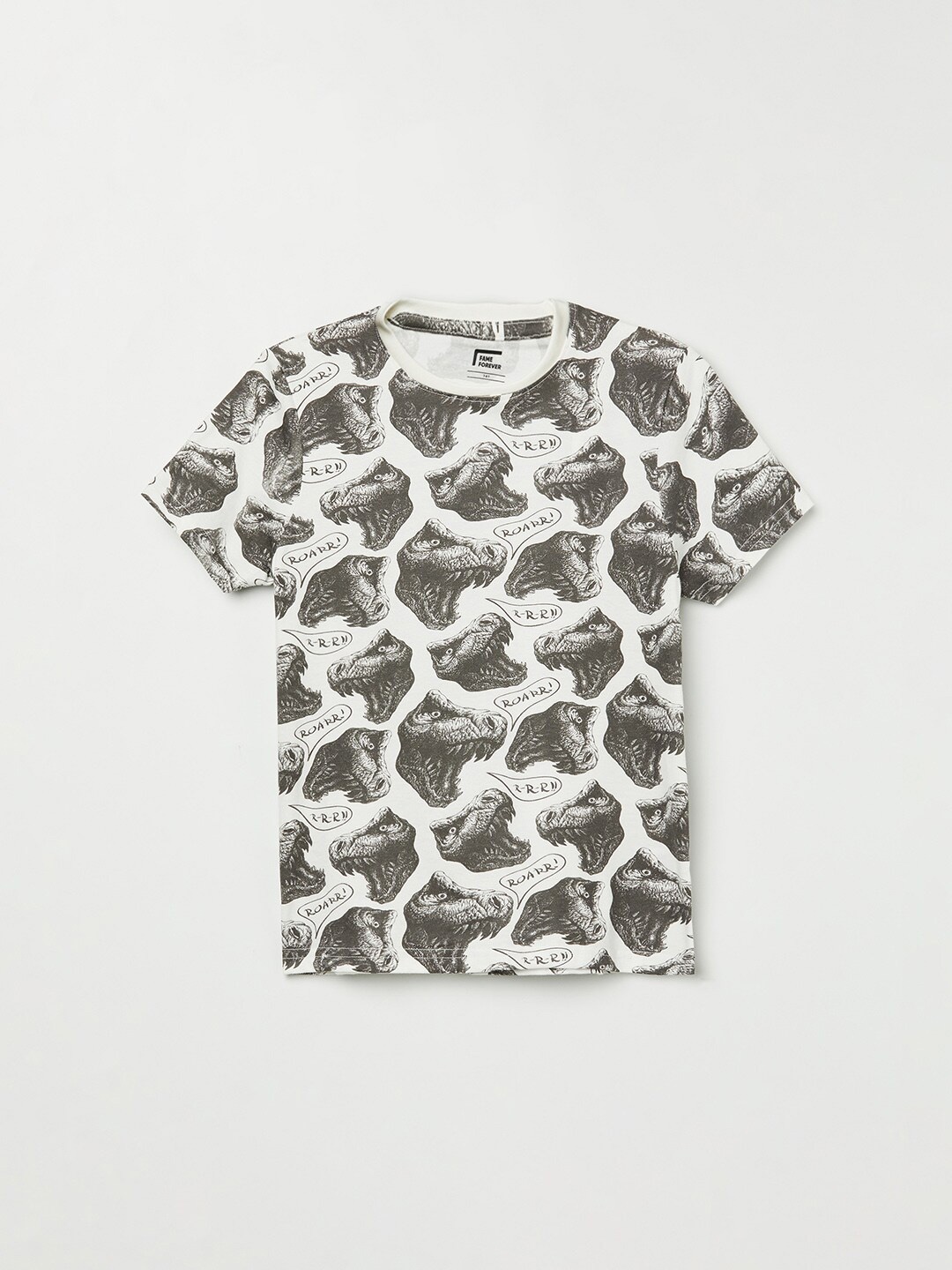 

Fame Forever by Lifestyle Boys White Printed Pure Cotton T-shirt