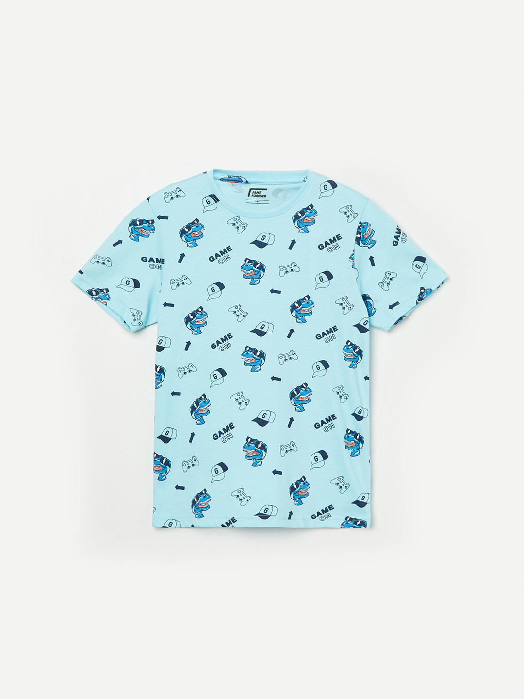 

Fame Forever by Lifestyle Boys Blue Floral Printed Pure Cotton T-shirt