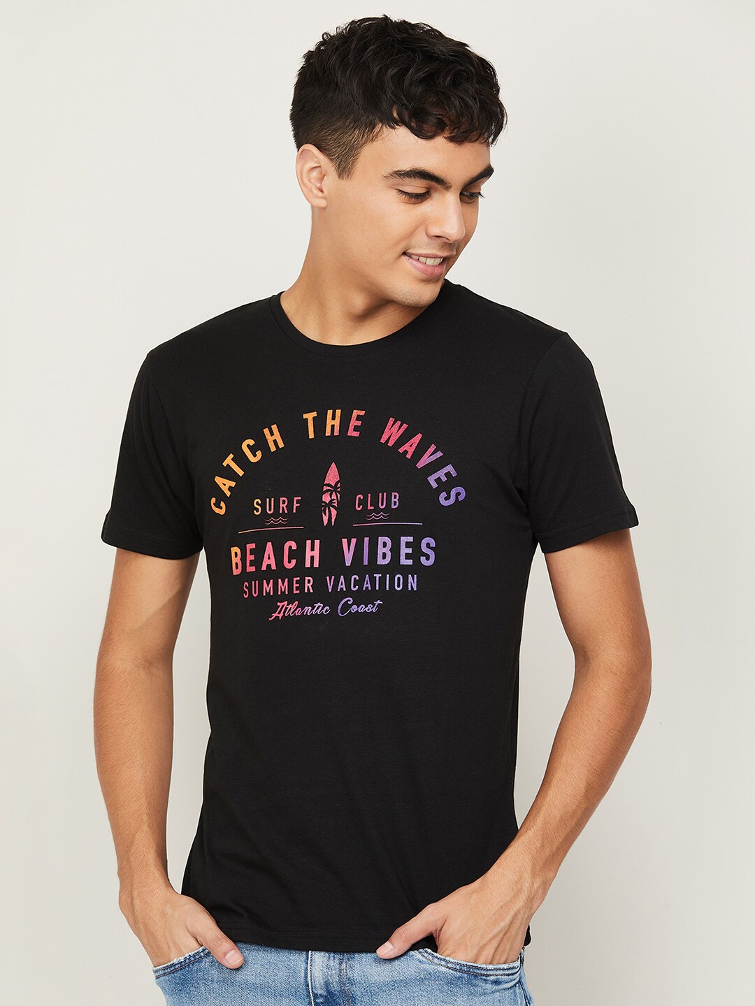 

Fame Forever by Lifestyle Men Black Printed Cotton T-shirt