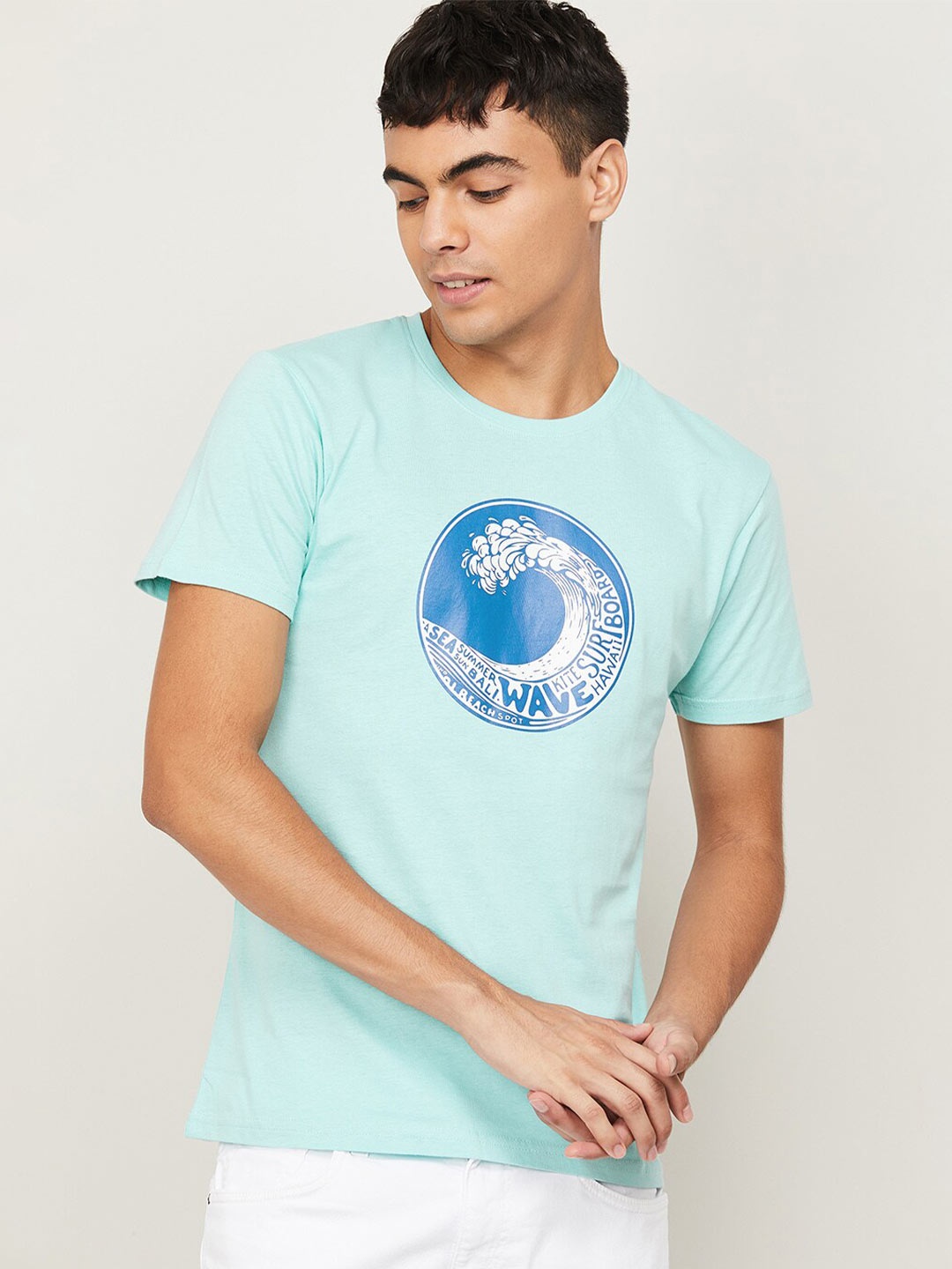 

Fame Forever by Lifestyle Men Blue Typography Printed Cotton T-shirt