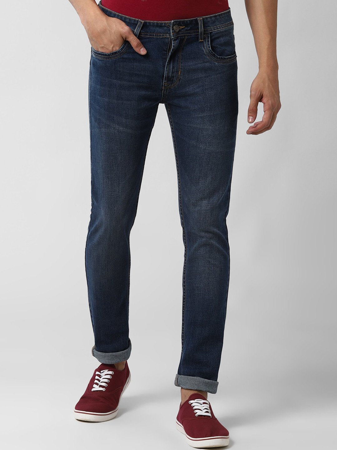

Peter England Casuals Men Navy Blue Slim Fit Light Fade Jeans