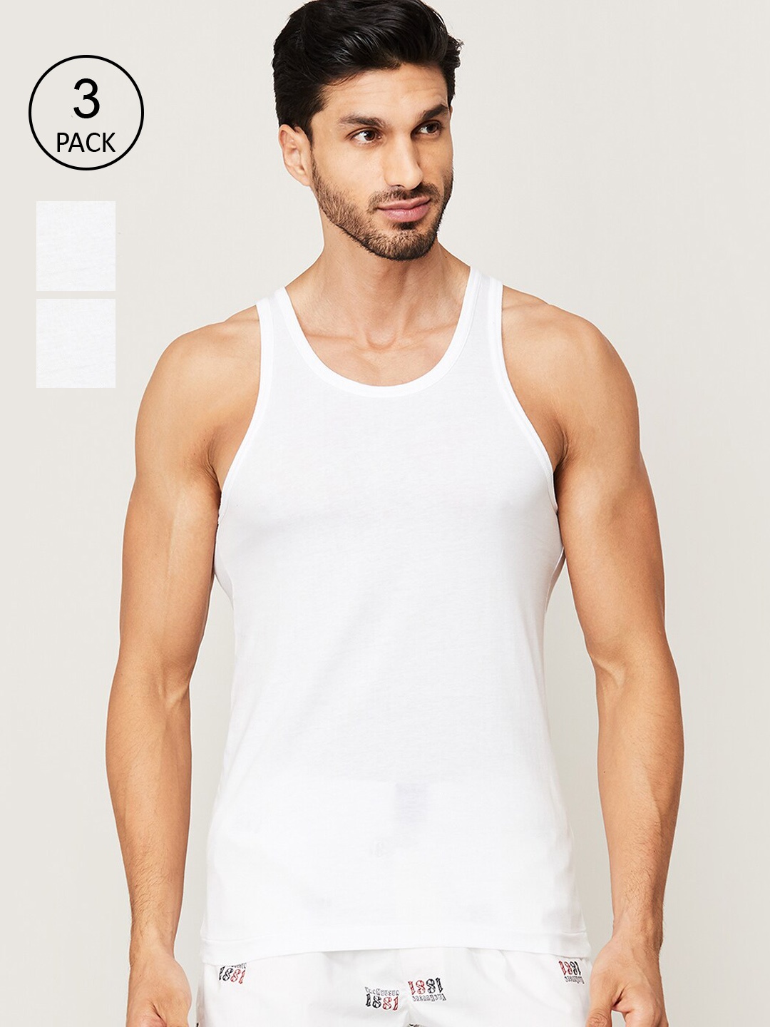 

Fame Forever by Lifestyle Men Pack of 3 White Solid Cotton Innerwear Vests