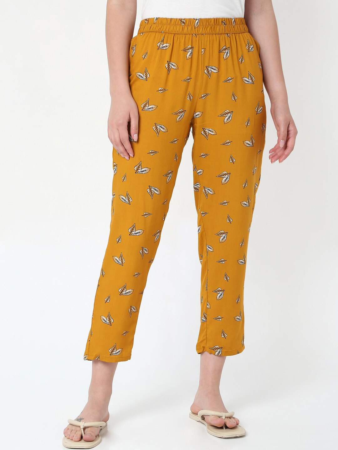 

Smarty Pants Women Mustard Yellow Printed Lounge Pants