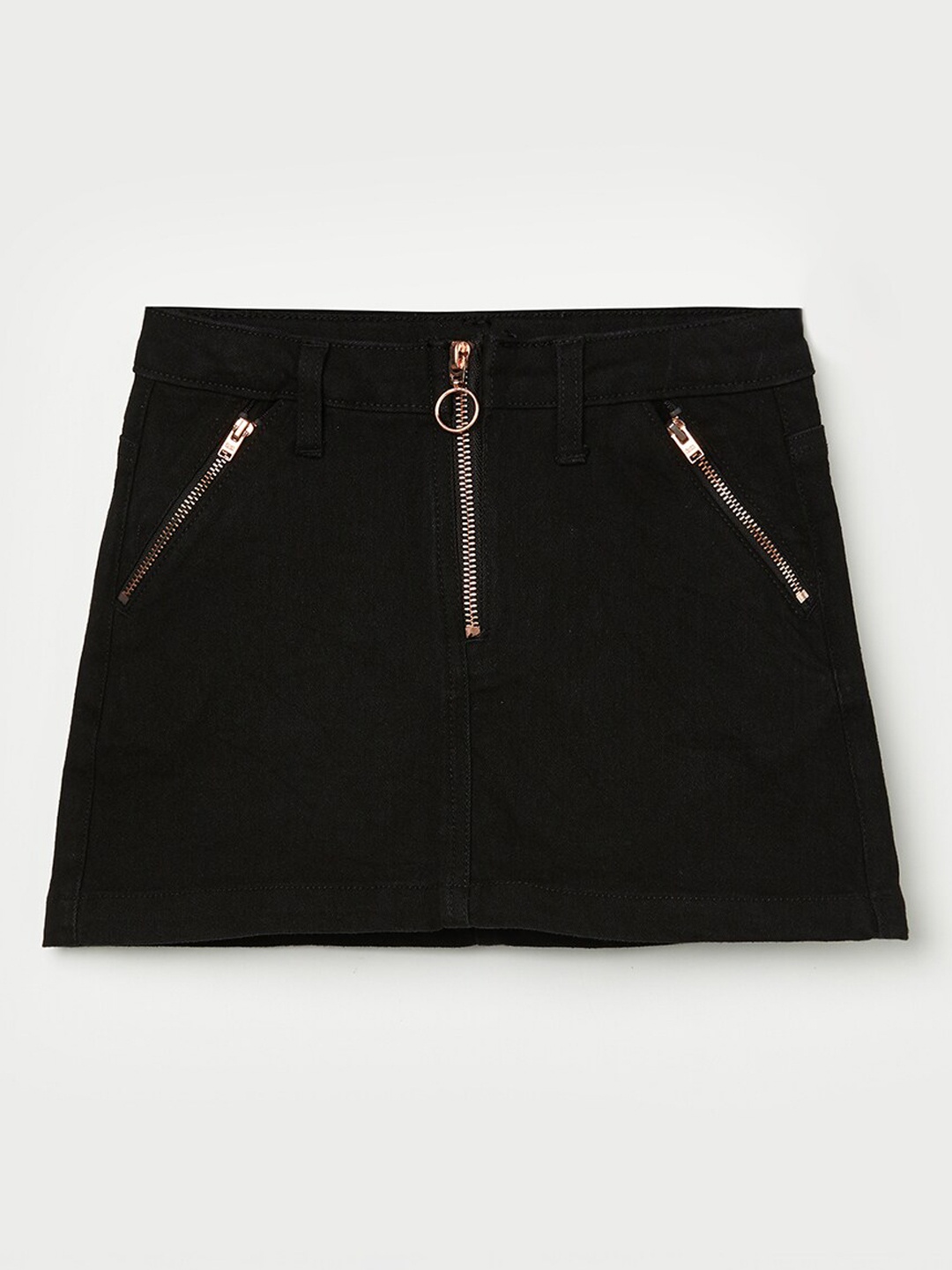 

Fame Forever by Lifestyle Girls Black Solid Solid A-Line Mini Skirt