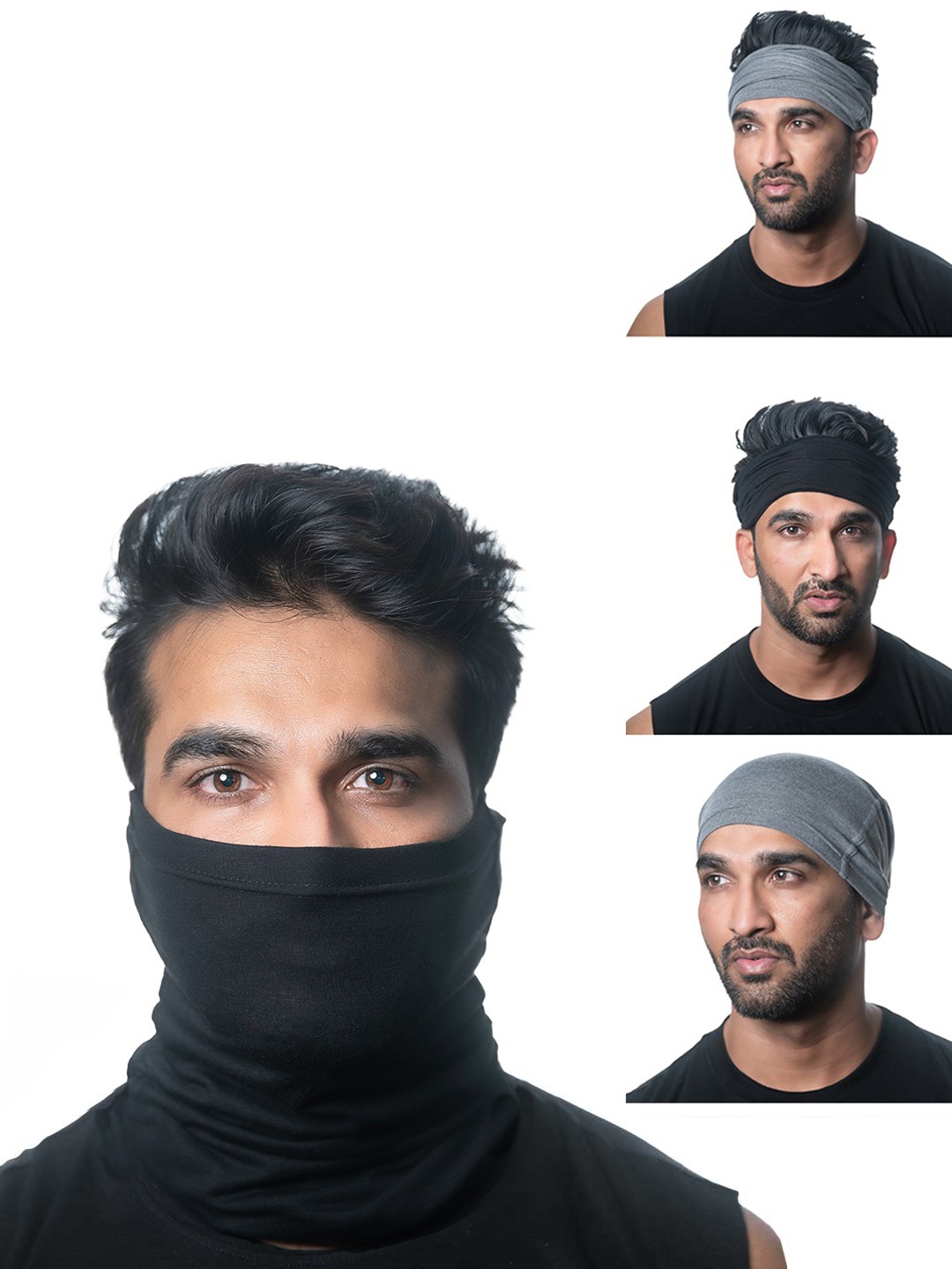 

Heelium Unisex Pack of 4 Bamboo Soft Odour-free & Breathable Multipurpose Bandana, Grey