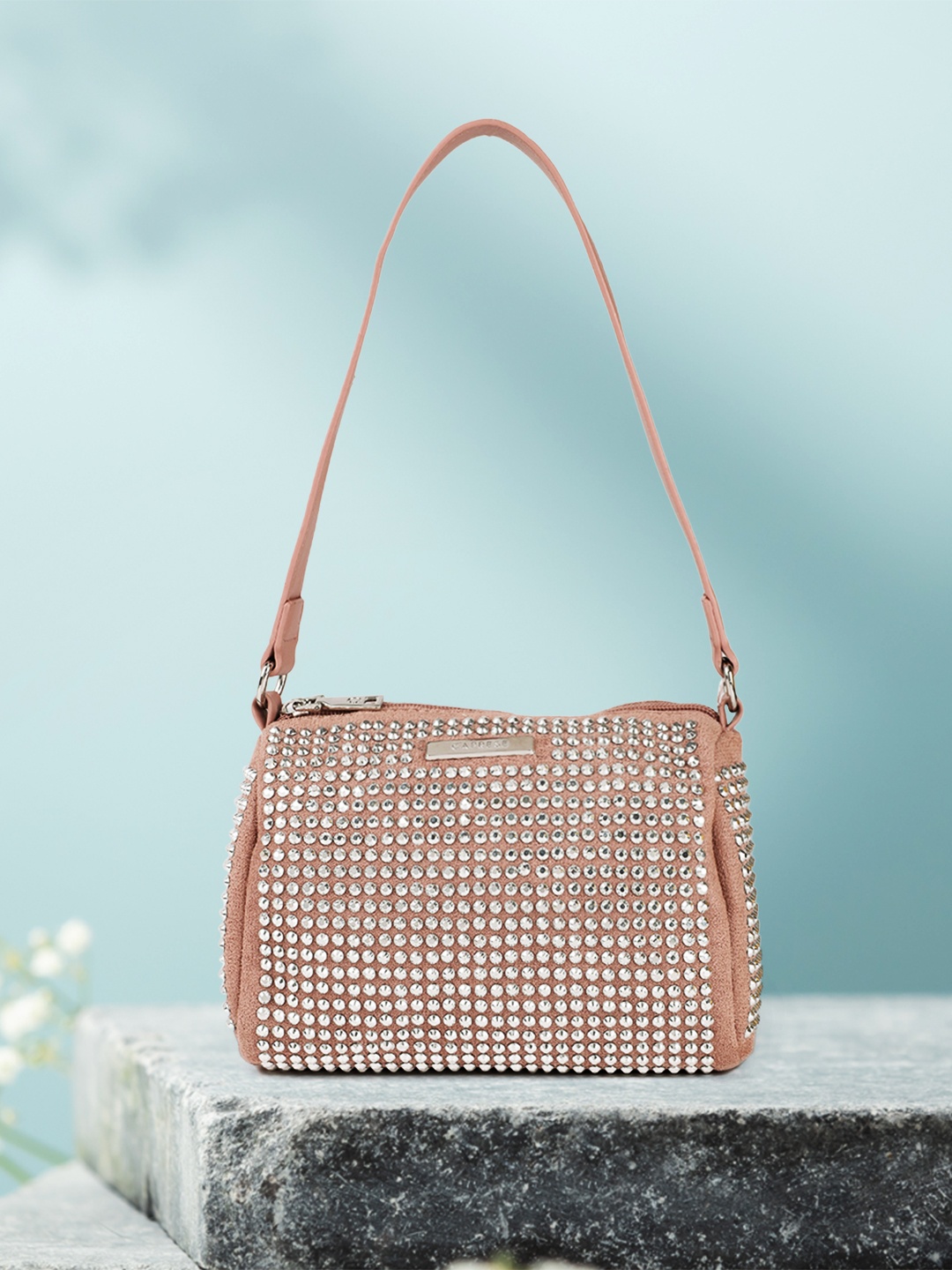 

Caprese Women Pink Textured Structured Shoulder Bag