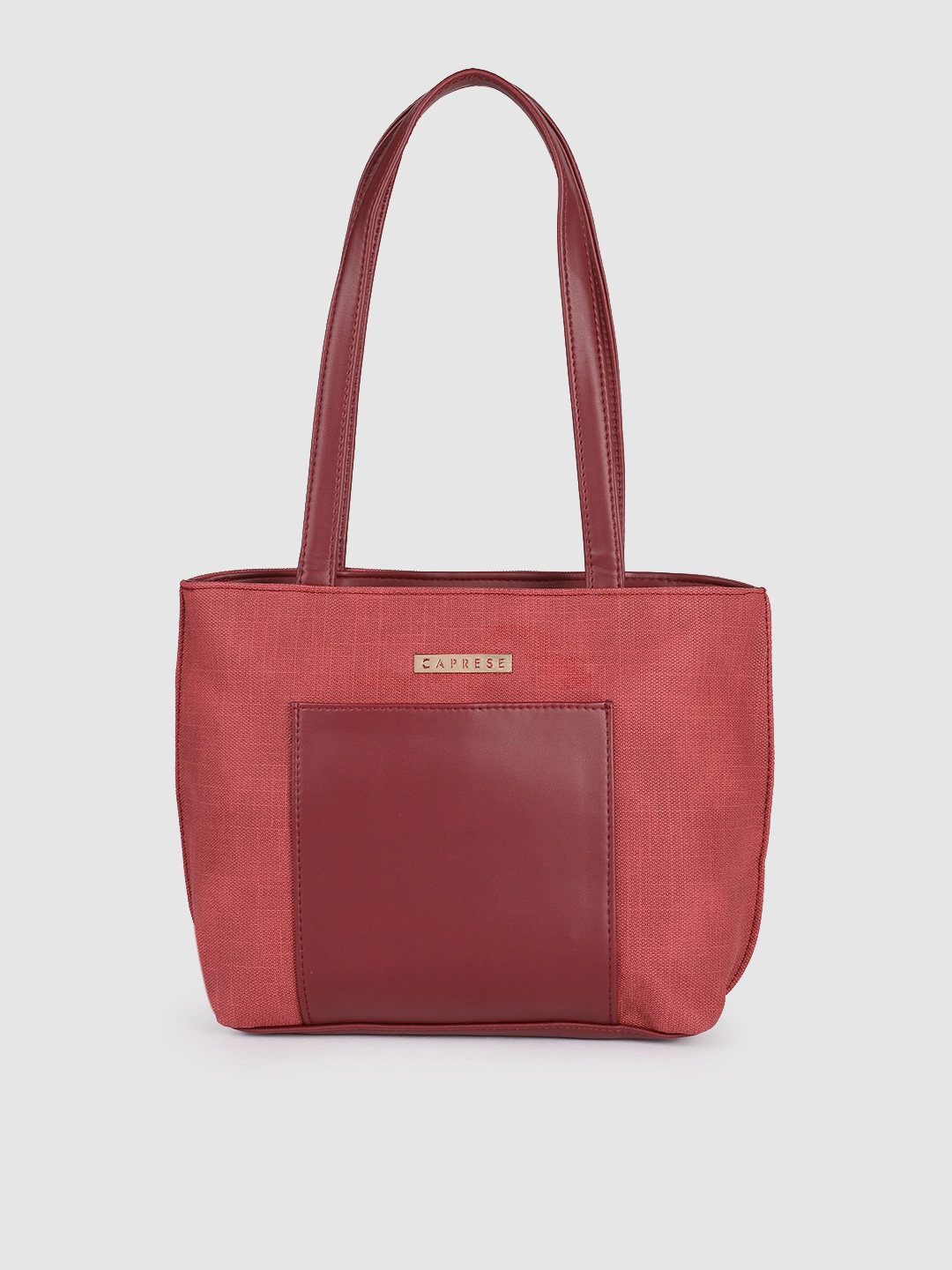 

Caprese Maroon Textured Structured Shoulder Bag