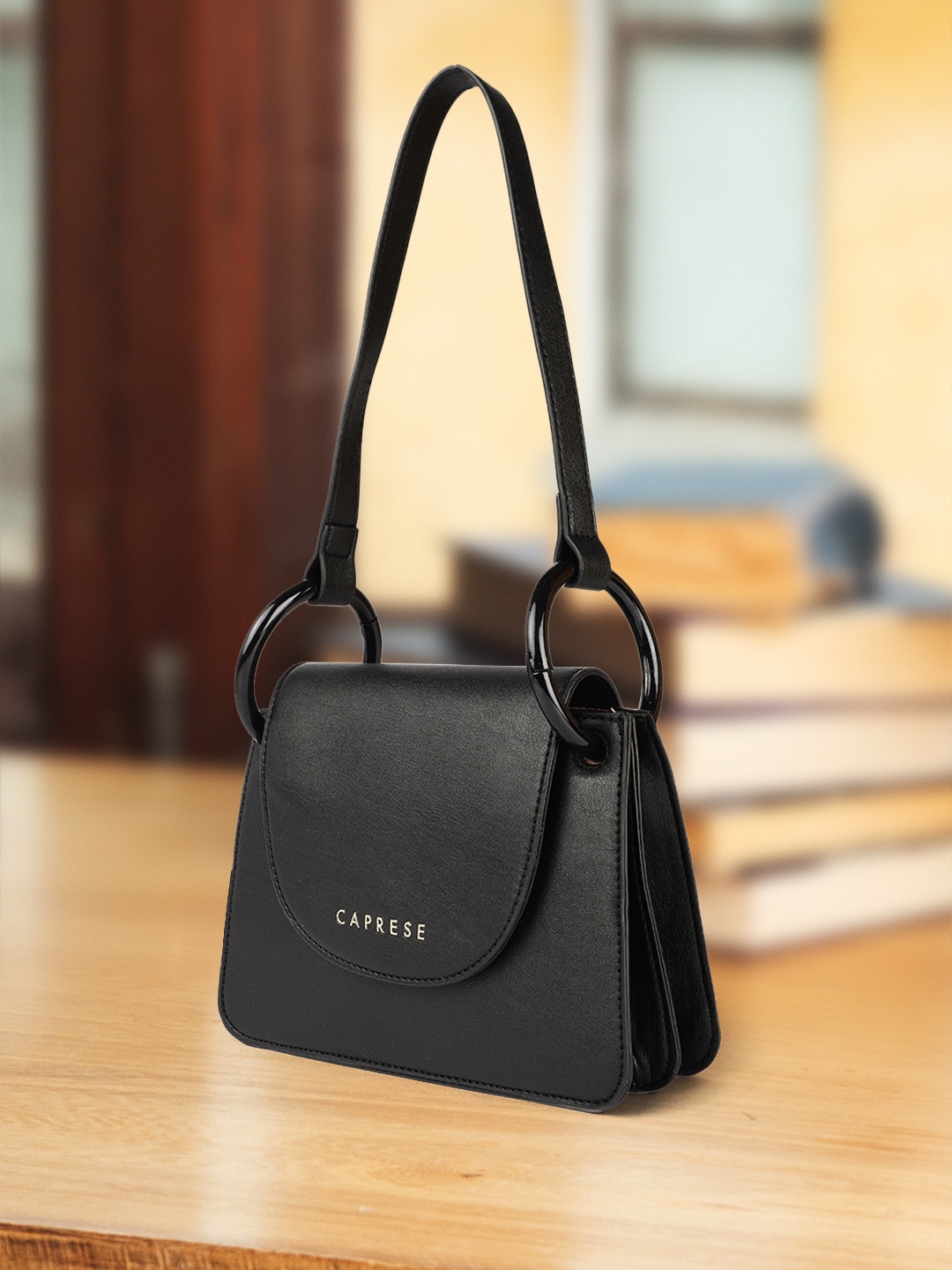 

Caprese Black Structured Handheld Bag