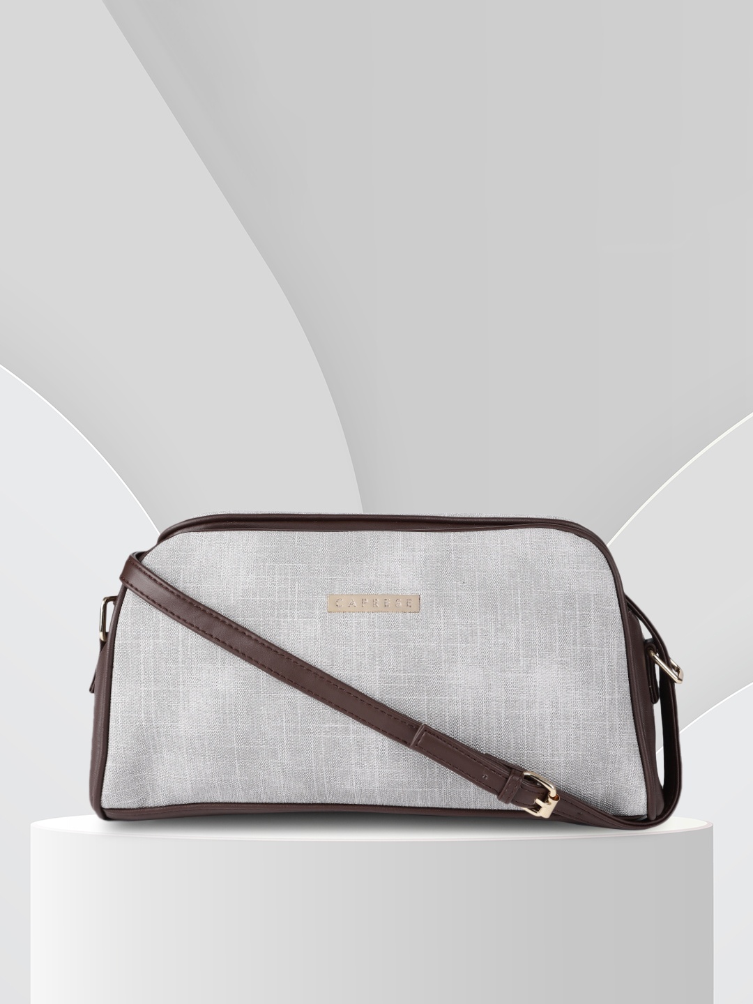 

Caprese Women Grey Solid Structured Sling Bag