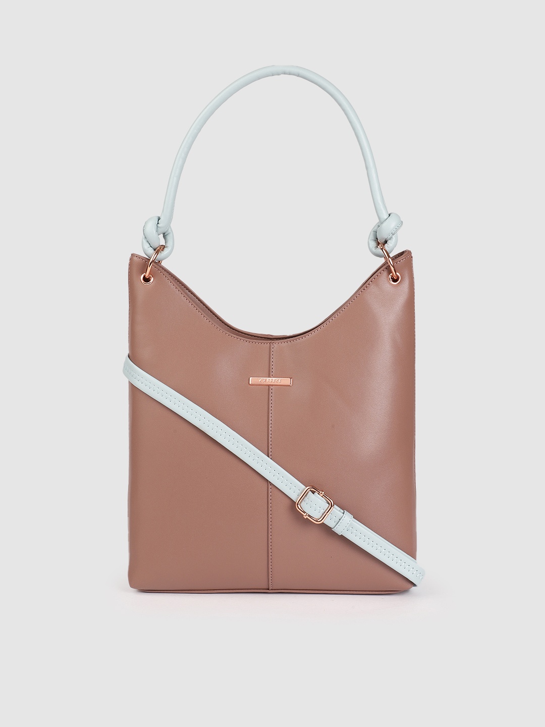 

Caprese Taupe Brown Solid Regular Structured Hobo Bag with Contrast Handle