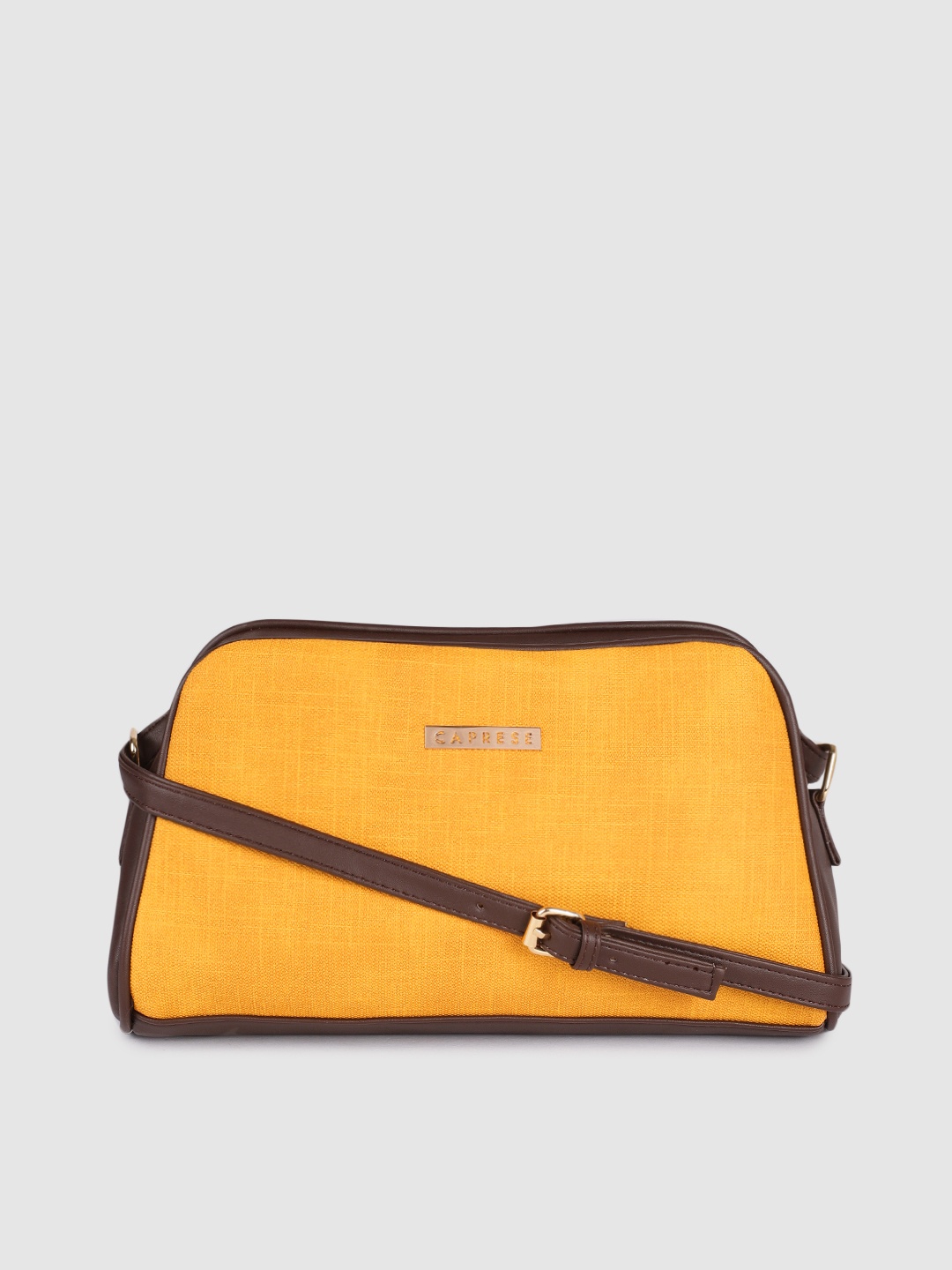 

Caprese Women Yellow Textured Structured Sling Bag