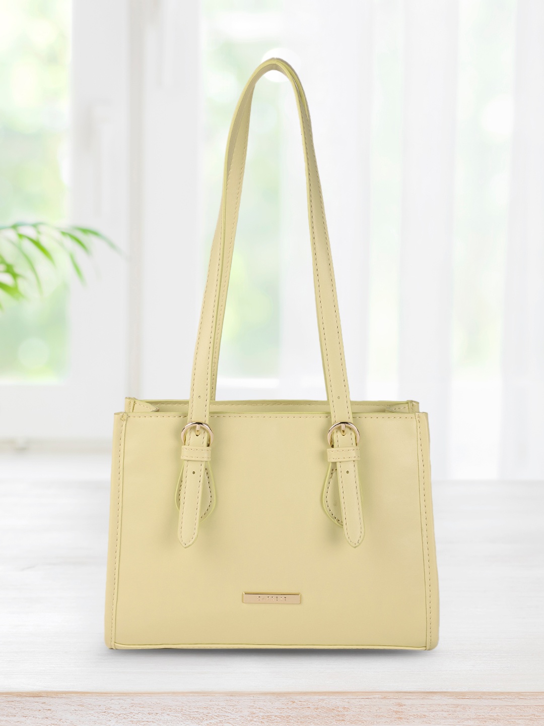 

Caprese Yellow Solid Structured Shoulder Bag