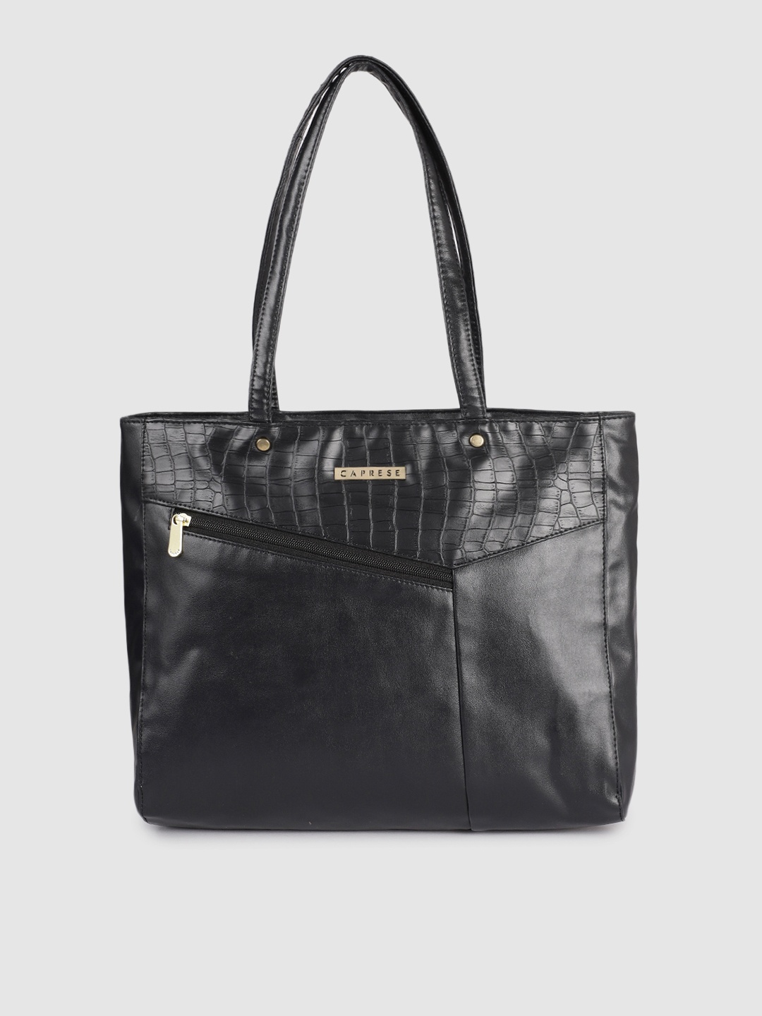 

Caprese Women Black Textured Structured Shoulder Bag