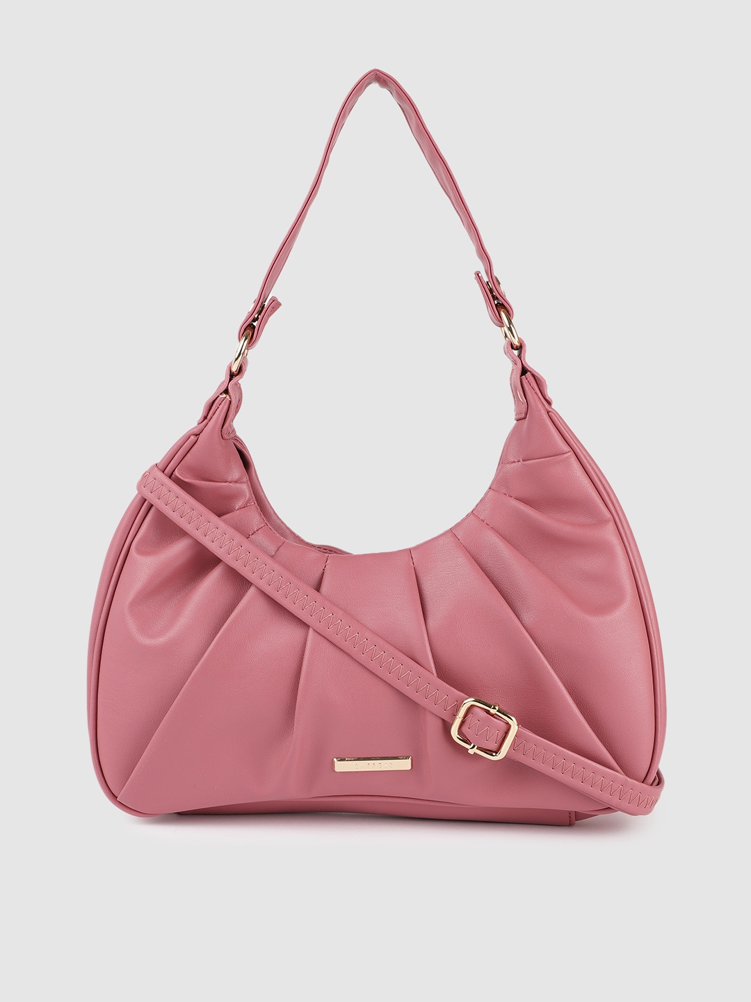

Caprese Women Mauve Solid Structured Hobo Bag