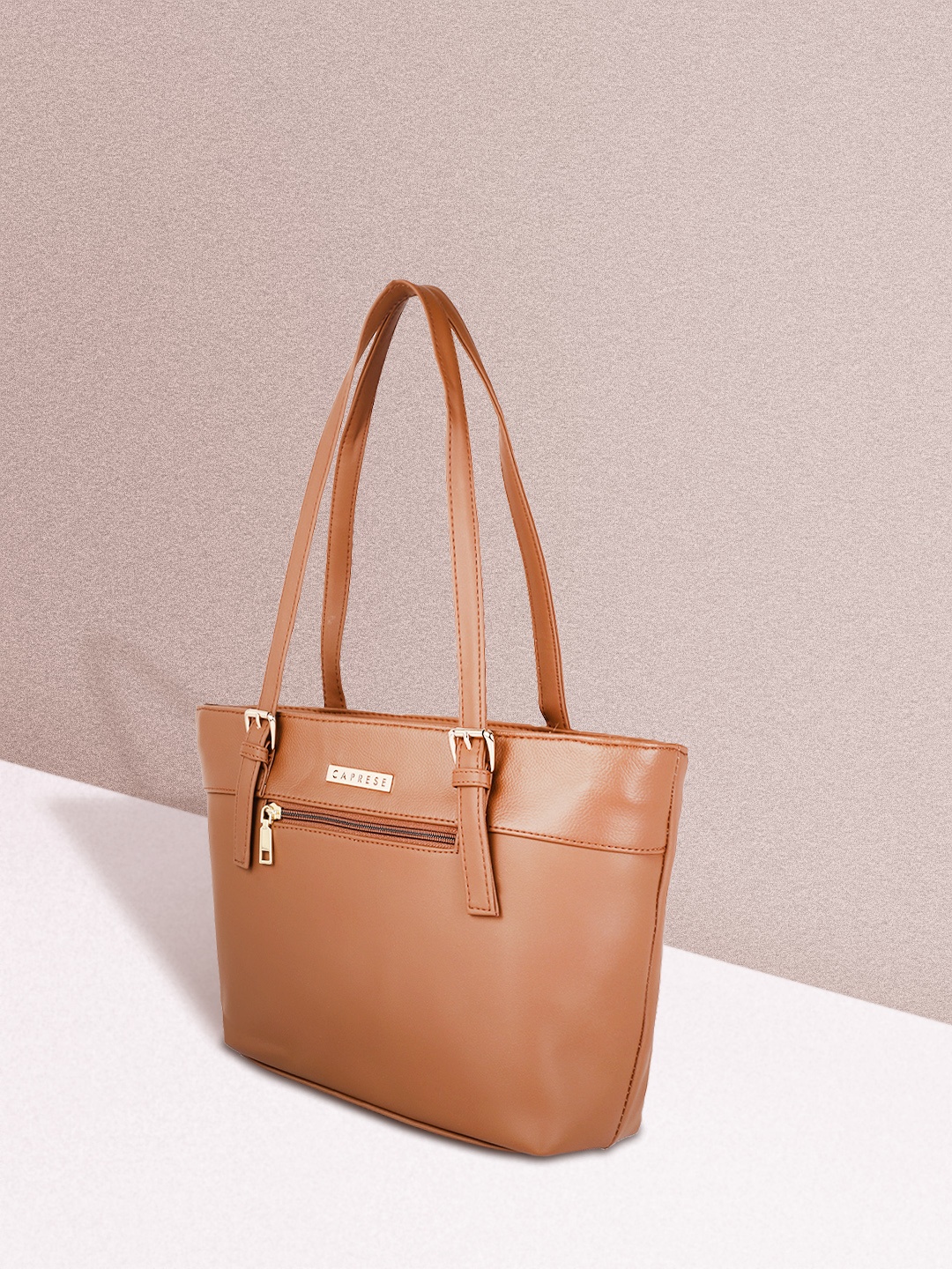 

Caprese Tan Brown Solid Structured Shoulder Bag