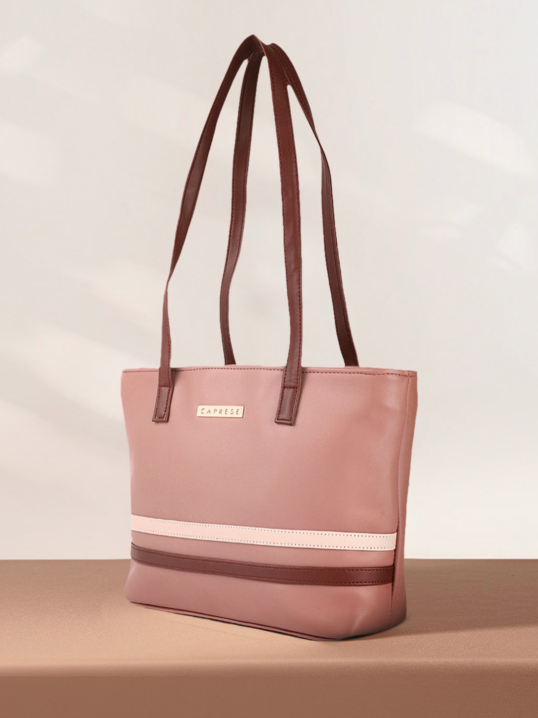 

Caprese Women Pink Striped Detail Structured Shoulder Bag