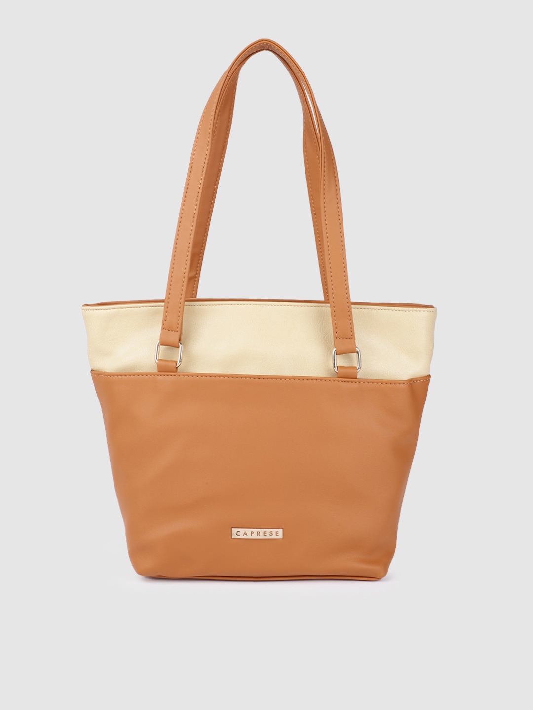 

Caprese Tan Brown & Off-White Colourblocked Structured Shoulder Bag