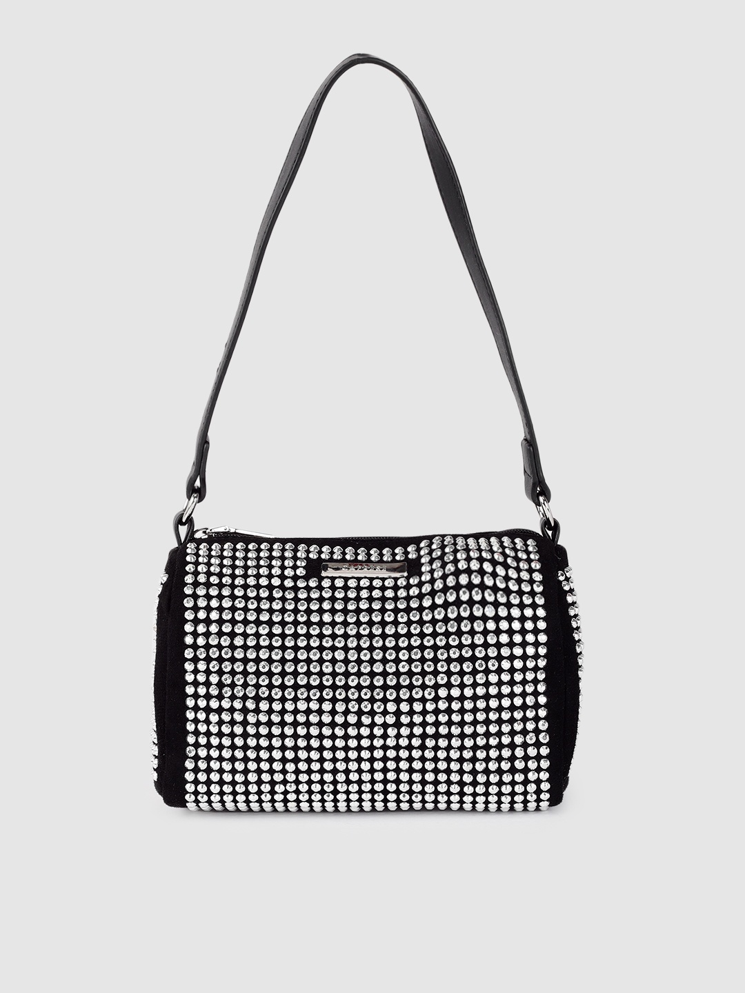 

Caprese Black Embellished Structured Shoulder Bag