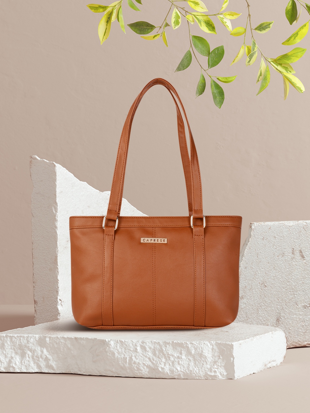 

Caprese Tan Brown Solid Structured Shoulder Bag
