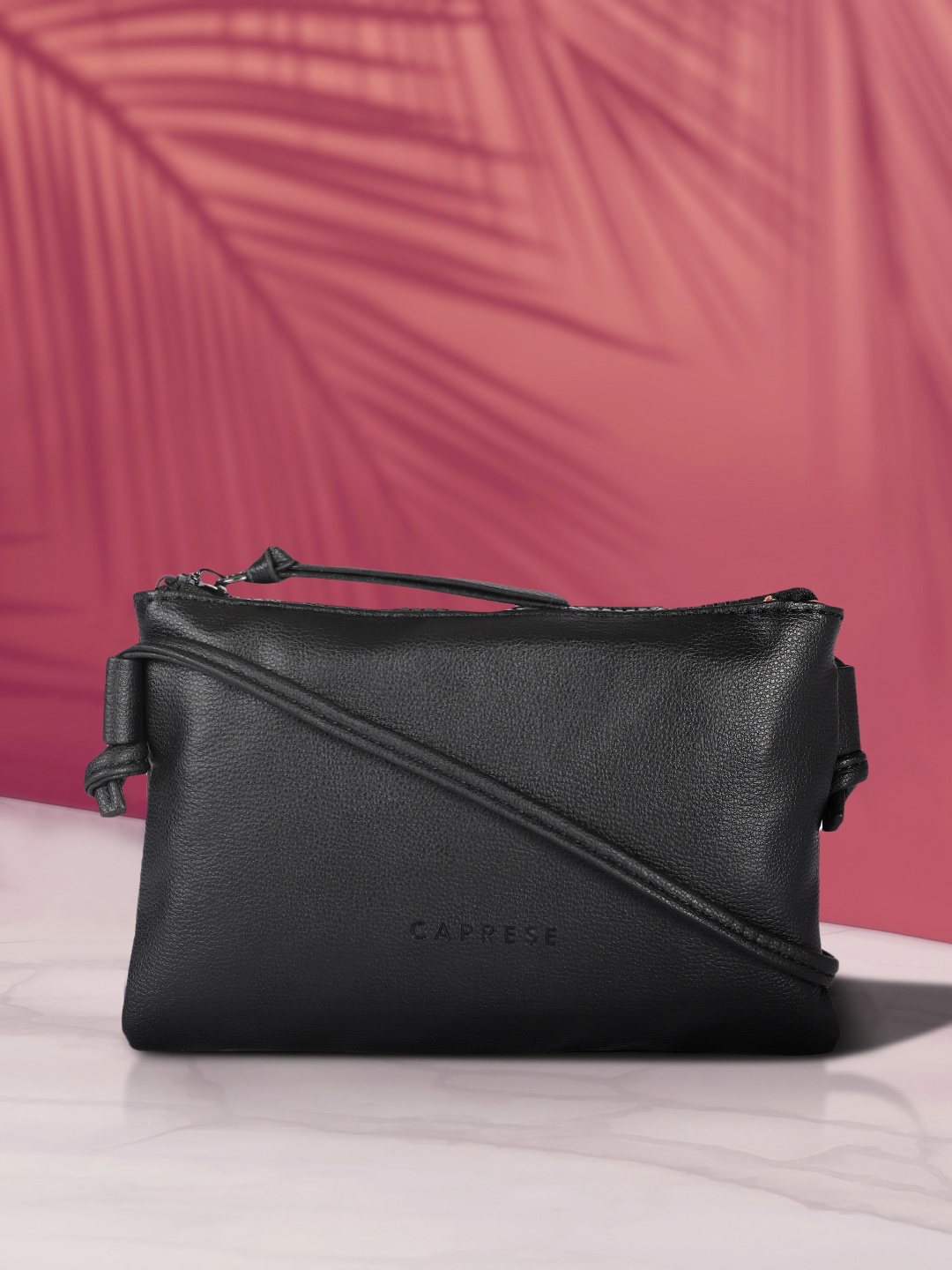 

Caprese Black Structured Sling Bag