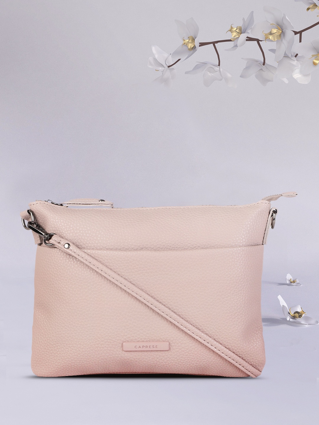 

Caprese Beige Textured Structured Sling Bag