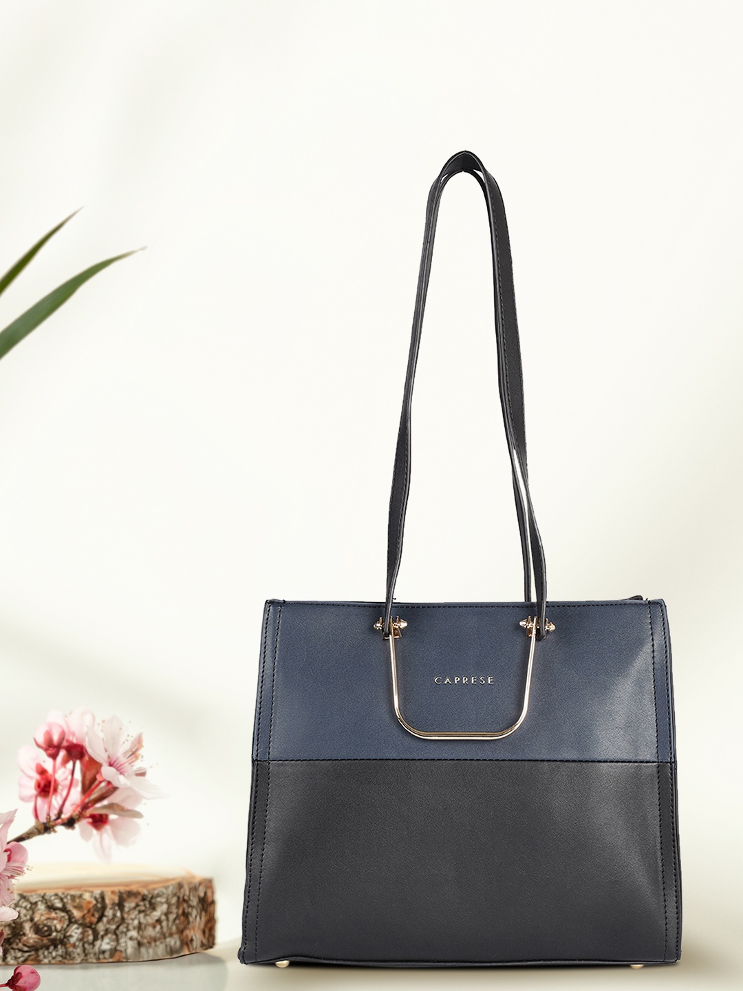 

Caprese Black Colourblocked Structured Shoulder Bag
