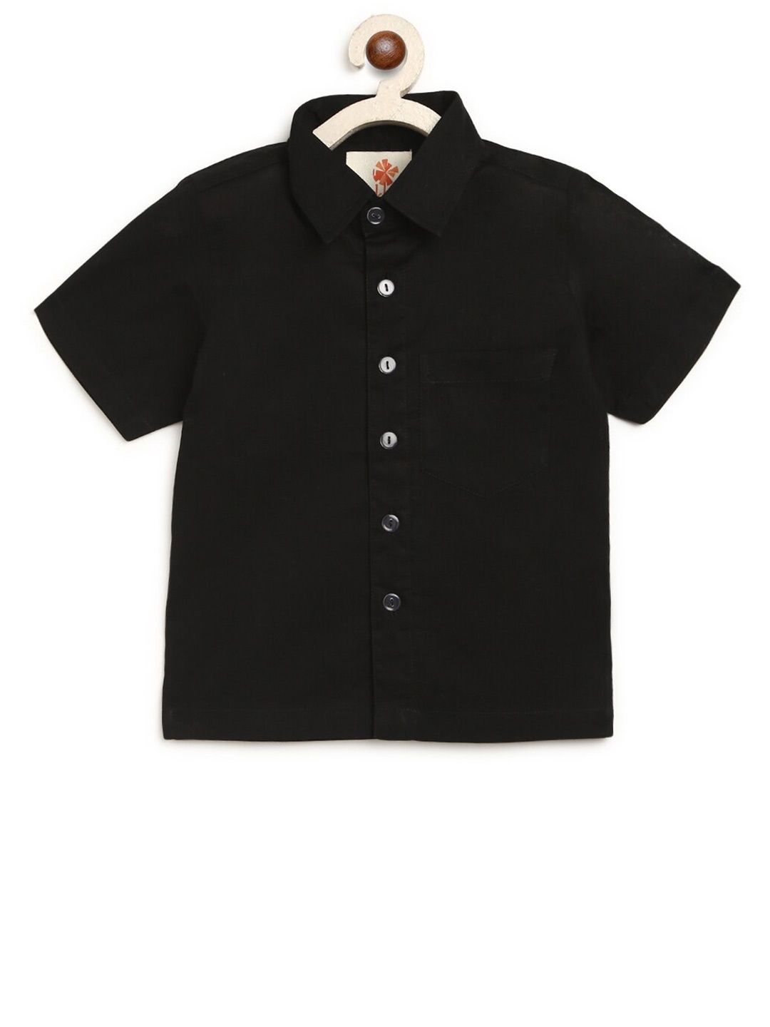 

charkhee Boys Black Comfort Pure Cotton Casual Shirt